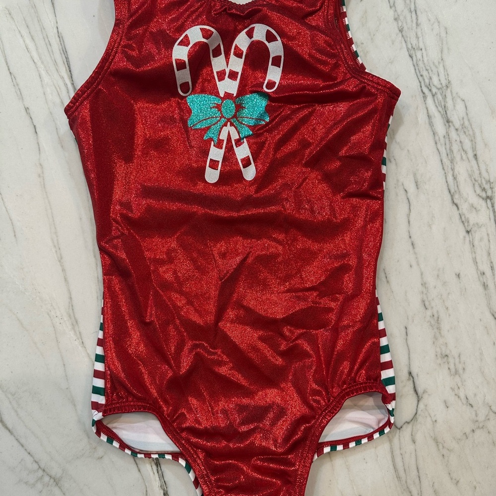 Red Candy Cane Gymnastics Leotard
